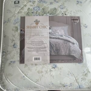 BRAND NEW RACHEL ASHWELL SHABBY CHIC BLUE ROSES KING COMFORTER SET